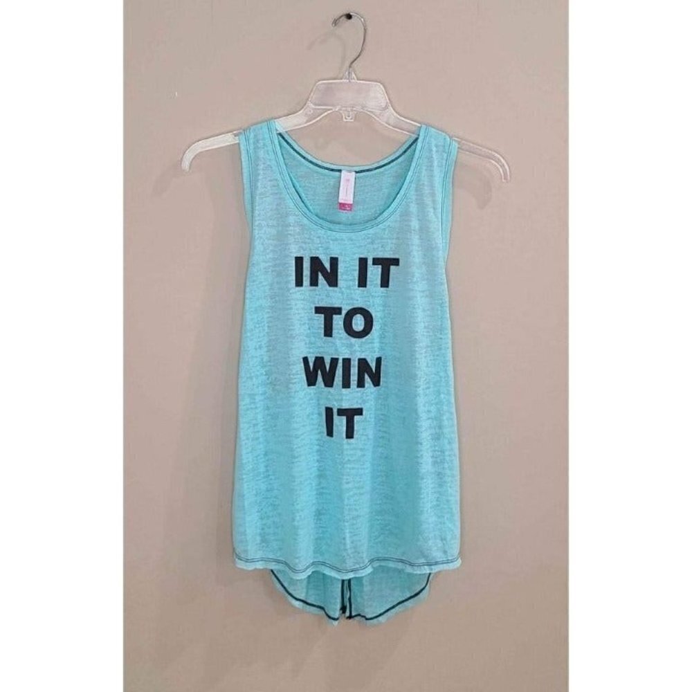 In It To Win It No Boundaries Blue Activewear Split Back Top Size Large (11-13)